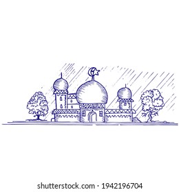 illustration of a mosque, doodle