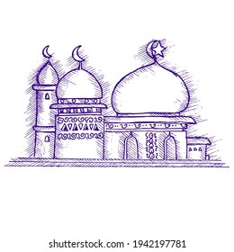illustration of a mosque, doodle