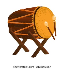 illustration of mosque drum called bedug noticed muslim peoples times to pray with WHITE background, good for your ramadan design, iftar invitation and media social