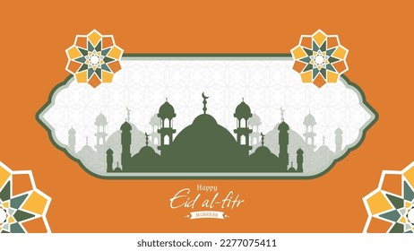 illustration of mosque for eid al fitr banner template design
