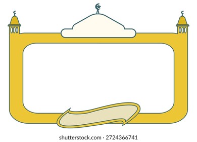 Ilustración de un marco de mezquita con minaretes y una cúpula central