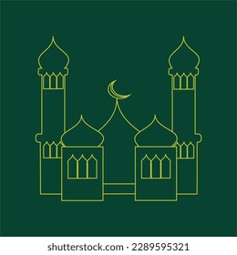 illustration of a mosque image with a dark green background