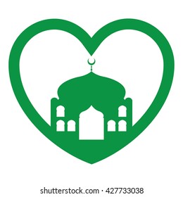 An illustration of mosque inside heart