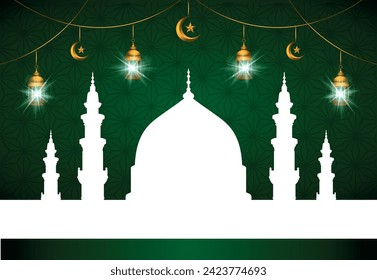 illustration of a mosque with lantern light shining brightly, ramadan kareem, ramadan mubarak template background.