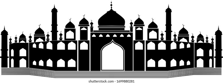 Abbildung einer Moschee mit vielen Fenstern

