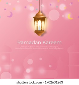 Illustration of mosque, moon, star and lantern background. with sale 50% off.Good to use for banner, social media feed, wallpaper etc.