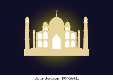 illustration of mosque in night, ramadan