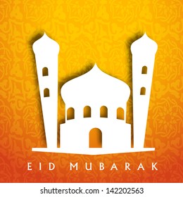 Illustration of mosque on abstract background for Muslim community festival  Eid Mubarak.
