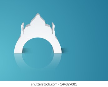 Illustration of mosque on abstract blue background.