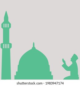 illustration of a mosque and a person praying