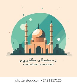 Illustration der Moschee für Rmadan mit flachem Design