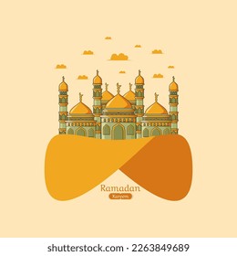 illustration of mosque in the sky vector islamic design