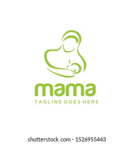 Illustration of a mother breastfeeding her little baby logo vector.