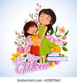 illustration of mother and daughter in Mother's Day Card