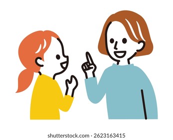 illustration of mother and daughter talking