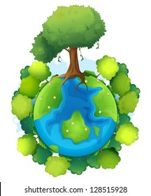 Illustration of the mother earth on a white background