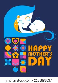 illustration of mother embracing child in Happy Mother's Day Card
