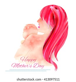 illustration of mother embracing child in Mother's Day Card