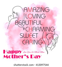 illustration of mother embracing child in Mother's Day Card