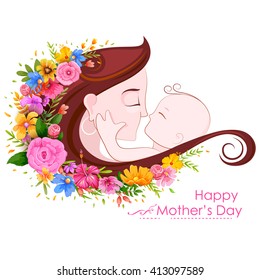 illustration of mother embracing child in Mother's Day Card