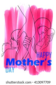 illustration of mother embracing child in Mother's Day Card