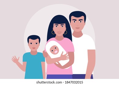 Illustration Mother Father Children Family Concept Stock Vector ...