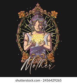 illustration of a mother, a mother is the female parent of a child.
illustration that depicts the hopes that lie in the hands of parents, especially mothers.