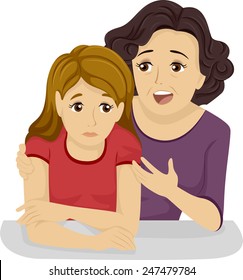 Illustration of a Mother Giving Her Teenage Daughter Some Advice