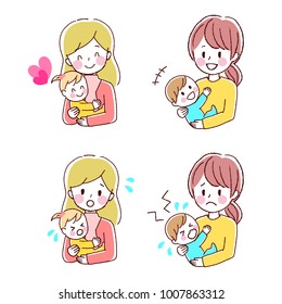 Illustration of a mother holding a baby