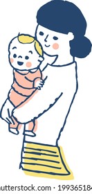 Illustration of a mother holding a baby