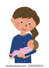 It is an illustration of a mother holding a baby.