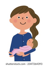 It is an illustration of a mother holding a baby.
