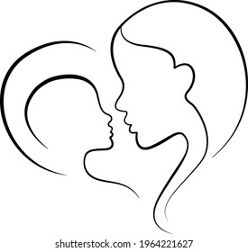 Illustration Mother Holding Her Baby Icon Stock Vector (Royalty Free ...