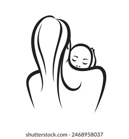 illustration of mother holding her baby isolated on white background