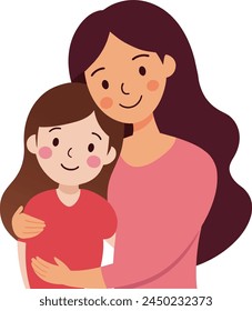 Illustration of a mother holding her daughter on a mothet's day