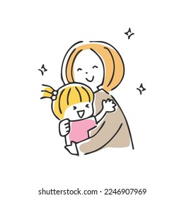 Ilustración de una madre abrazando a un niño.