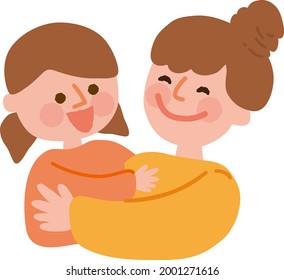 
Illustration of a mother hugging her daughter
