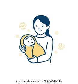 Illustration of a mother looking at her baby.