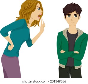 Illustration Of A Mother Nagging On Her Son