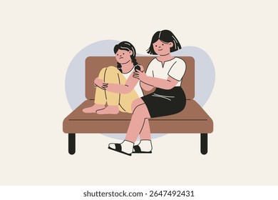 Ilustração da Mãe Fornecendo Apoio Emocional ao Seu Chateamento