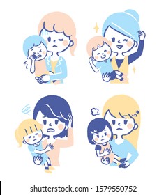 Illustration of mother raising child