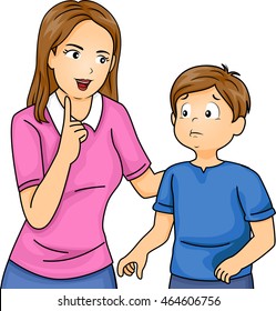 Illustration of a Mother Scolding Her Son