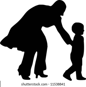 illustration of a mother and son