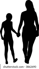 illustration of a mother and son