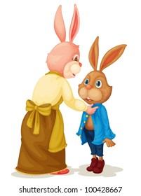 Illustration of Mother and son rabbit