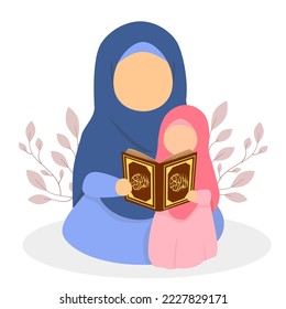 Illustration of a mother studying with her child