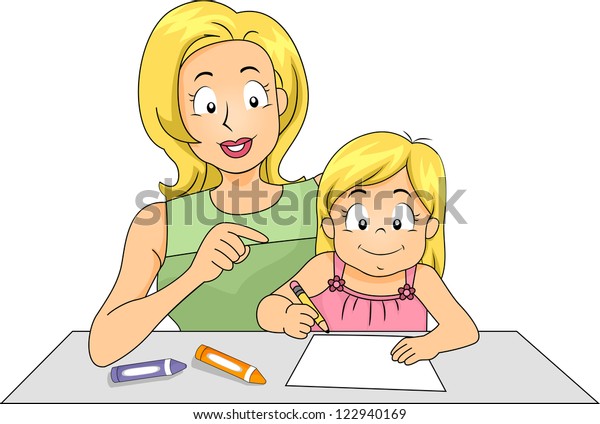 Illustration Mother Teaching Her Daughter How Stock Vector Royalty Free 122940169