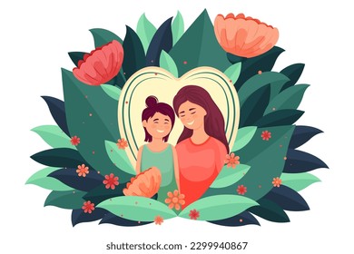  Illustration for Mother's Day, holiday card, family, family holiday, vector
