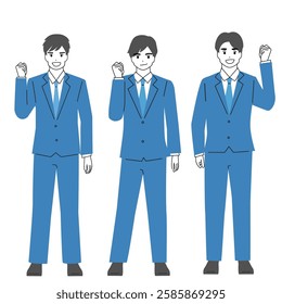 Illustration of a motivated, gut-punching young businessman.