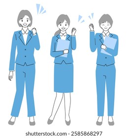 Illustration of a motivated, gut-punching young businesswoman